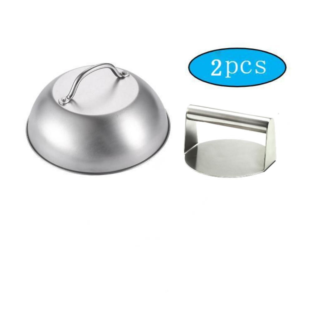 Cast Iron BBQ Steak Press & Pot Lid - Kitchen & Outdoor Grill Tool Set