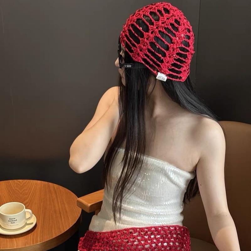Versatile Sequined Knit Beanie and Triangle Scarf Belt Set for Fashionable Winter Dressing