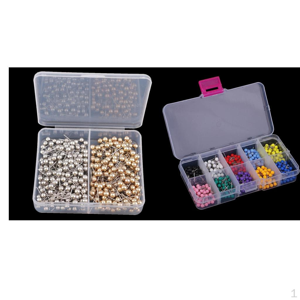 

900 Pieces Retro Color Beads Heads Marking Push Pins Multicolored Plastic