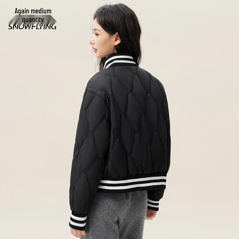 Women's Ribbed Stand Collar Short Winter Down Jacket