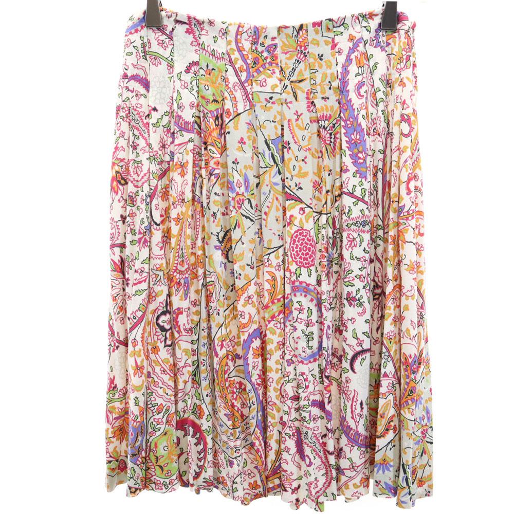 Etro Made In Italy Overall Handle Midi Length Pleated Skirt Waist Rubber Women Used