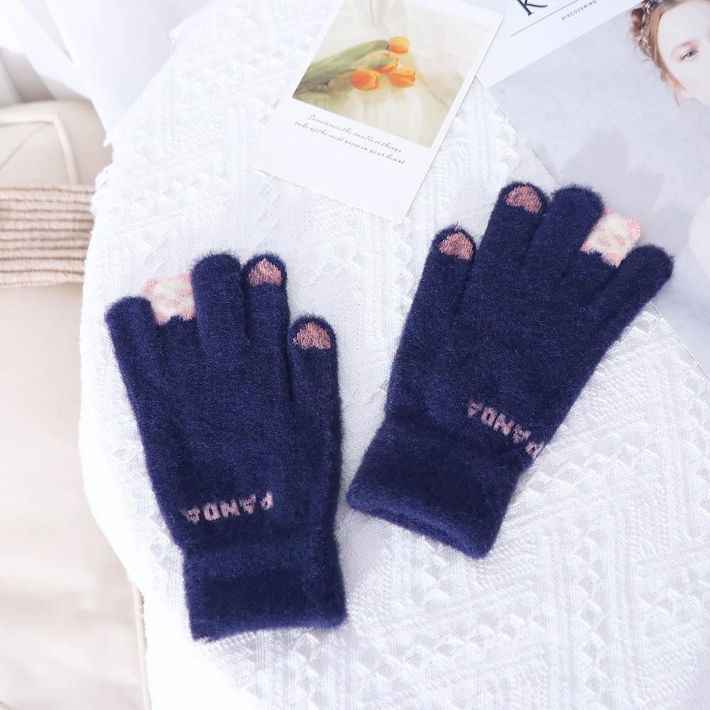 Thick Panda Elastic Women Knitted Gloves Driving Gloves Female Gloves Wool Mittens