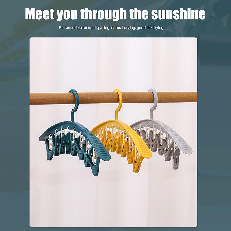 Umeraș Multifuncțional de Uz Casnic Fără Urme Rezistent la Vânt Plastic Îngroșat Uscare Lenjerie Șosete Clip Umeraș