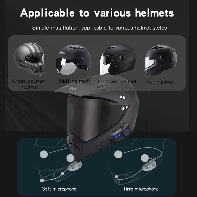2 v 1 Motocyklový headset X-15 Bluetooth 5.0 Moto sluchátko Vodotěsný headset pro jezdeckou helmu s okolním osvětlením