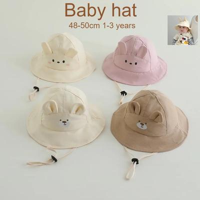 Baby Girls Sun Hat 48-50cm Cotton Panama Kids Bucket Hat UV Protection Baby Beach Hat Boys Girls Spring Summer Cute Ear Design