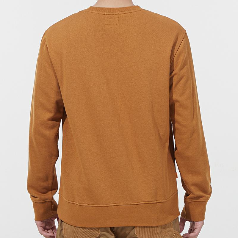 Timberland Logo Embroidered Solid Color Crew Neck Sweatshirt Men Sweatshirt Light-Brown A5SF8-P47