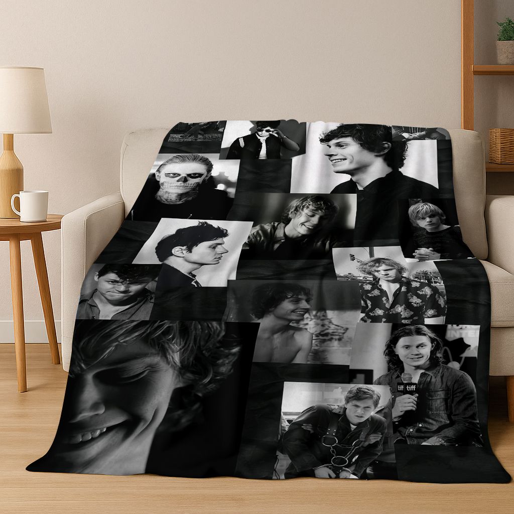 26 Stili Evan Peters Bello Arte Coperta di Flanella, Coperta Morbida e Accogliente per Casa Camera da Letto Letto Divano Picnic Ufficio Coperta Regalo Bambino