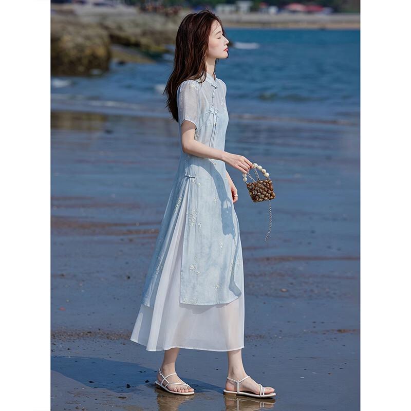 Elegant Lyocell New Chinese Style Dress Set