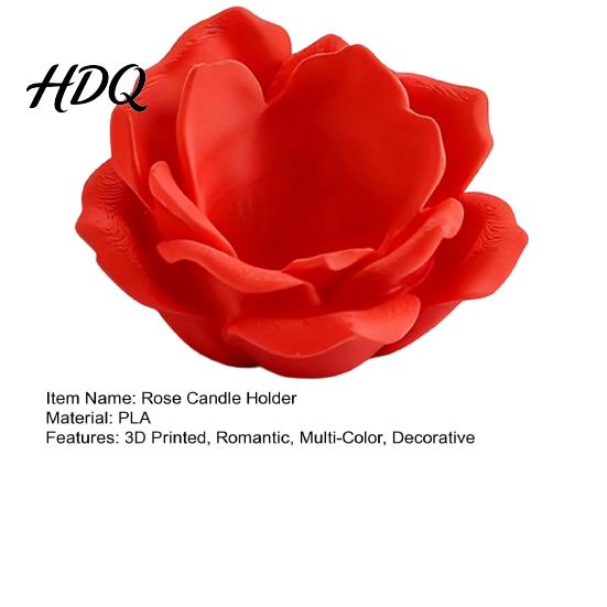 Tabletop Storage Organizer for Jewelry Rose Flower Candle Holders 3D Printed Floral Tealight Holder Multi-Color Decorative Stand Ring Trinket