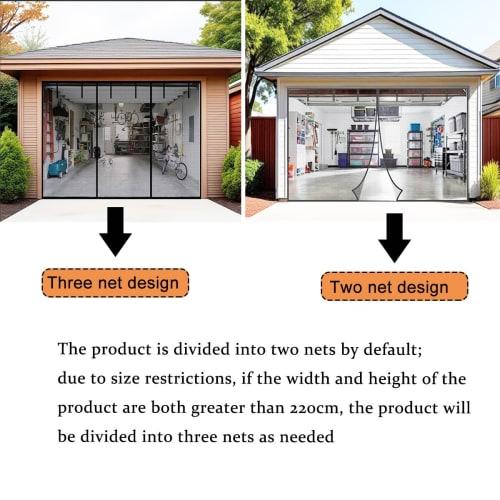 Heavy-Duty Magnetic Garage Door Screen with Weighted Bottom, Auto-Close, Fiberglass Screen Door, Easy Installation, for Two-Car Garages (375x218cm)