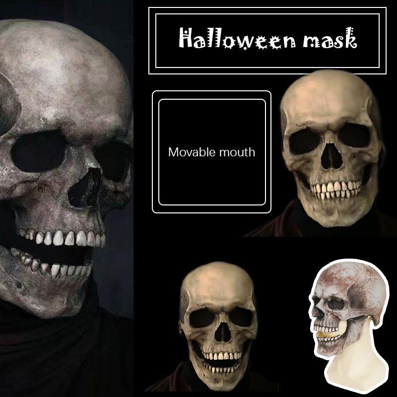 Movable Mask Halloween Jaw Full Head Skull Mask Horror Scary Cosplay Mask