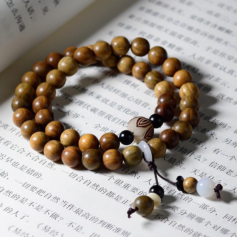 

Argentina green sandalwood diy double lotus bracelet - premium wooden sandalwood prayer beads