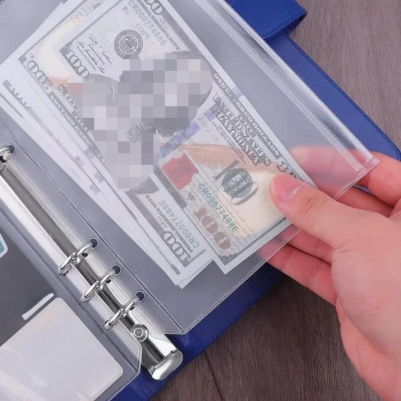 10PCS PVC Binder Pocket Cash Envelopes A5 A6 A7 Zipper Folders Pouches Money Organizer Budget Document Filing Loose Leaf Inserts