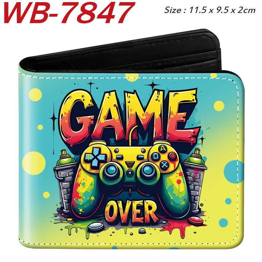 Gaming Controller Graffiti Wallet Large Capacity Wear-Resistant Short Fold Coin Purse Student Cartoon Print Casual