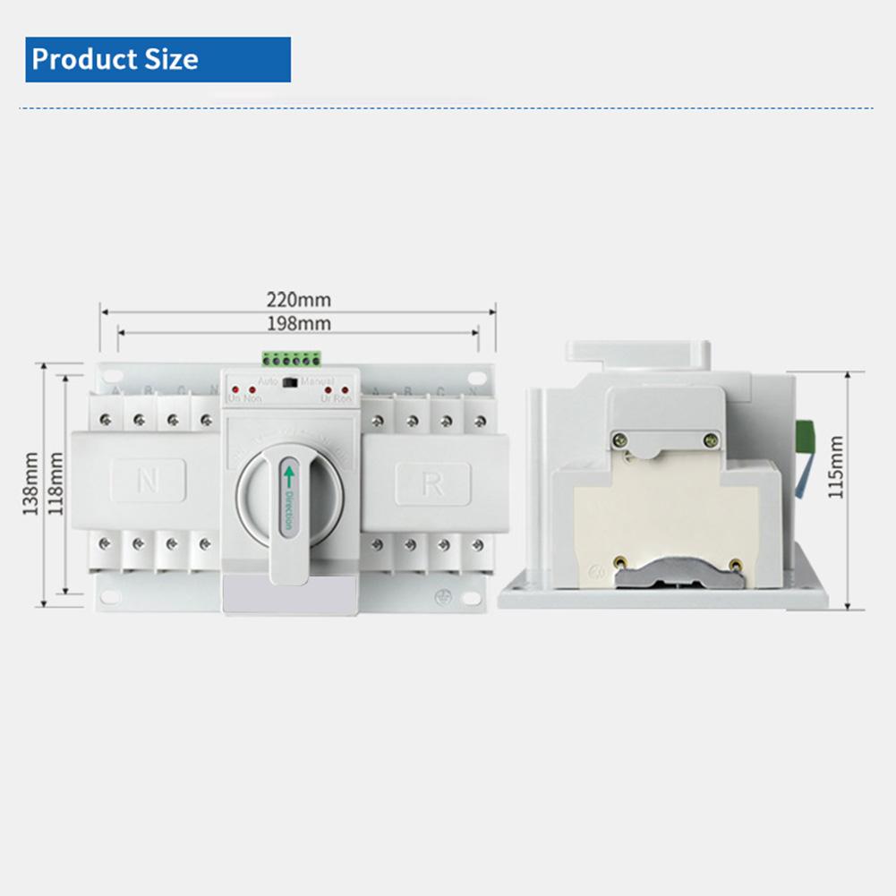 4P Automatic Transfer Switch for ATS 63A Rated Current with Dual Power Monitoring and Auto Changeover Function
