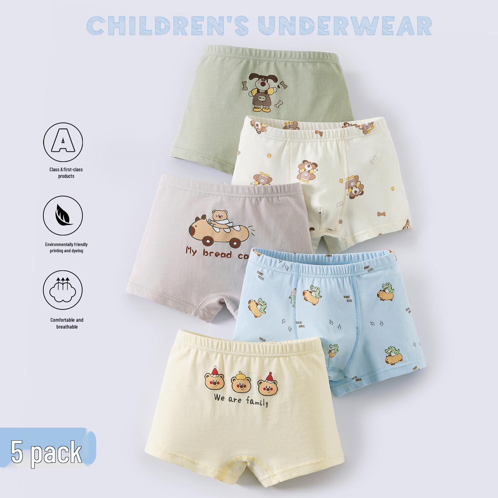 

Boys Pure Cotton Boxer Briefs for Toddlers and Kids - No Wedgies, Comfortable Four-Corner Design M