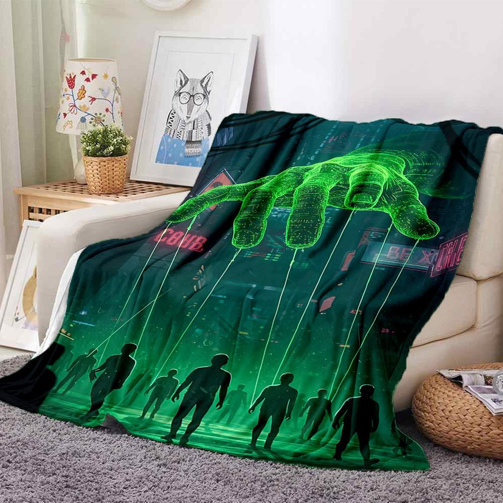 

1pc The Matrix Flannel Throw Blanket - HD Printed Lightweight Soft Warm All-Season Blanket for Sofa, Bed, Travel, Camping 037 130cmx150cm