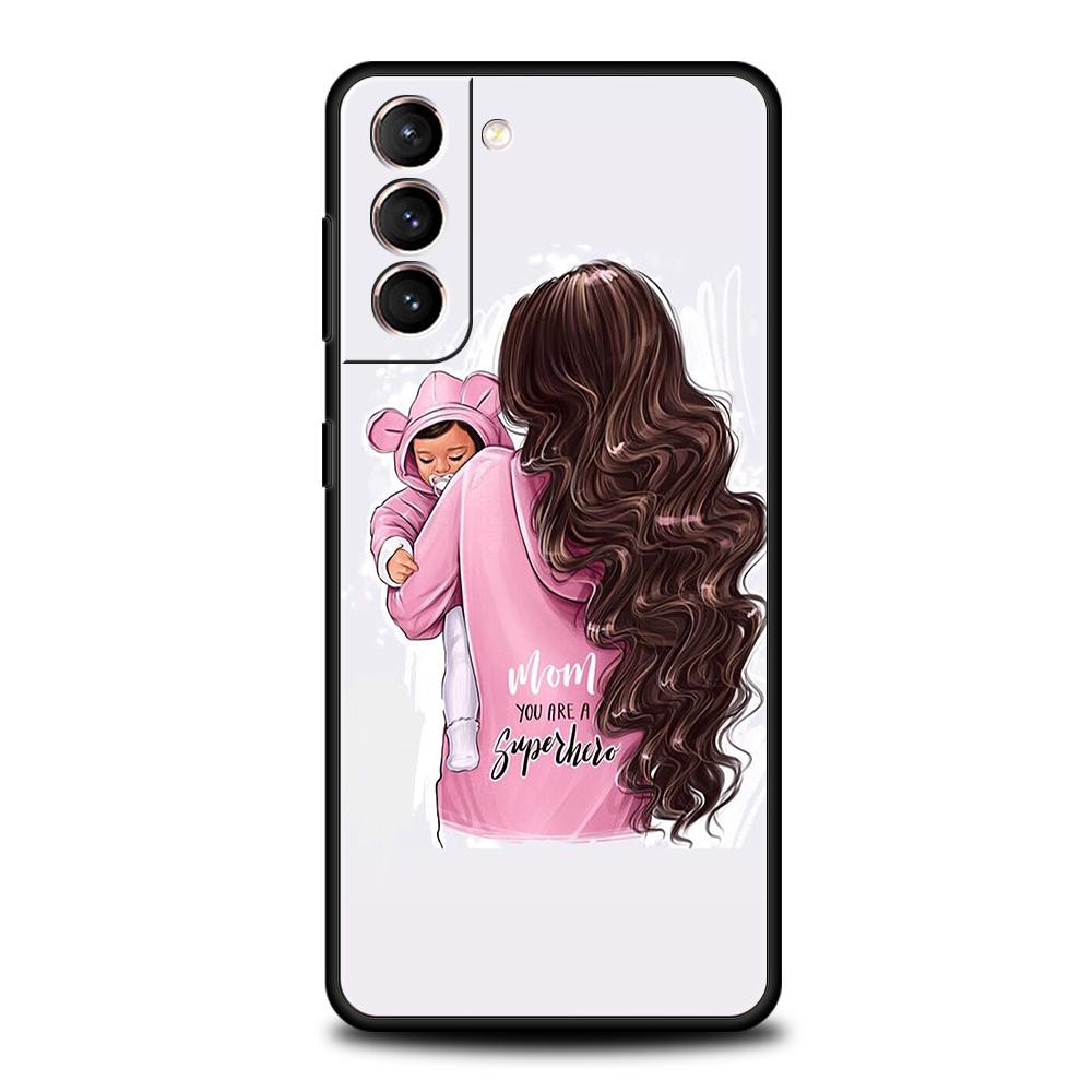 

Baby Mom Girl Boy Marble Phone Case For Samsung S24 S23 S22 S20 S21 FE Ultra S24 S23 S10 S10E S9 S8 Plus 5G Shockproof TPU Bags Samsung S24Plus