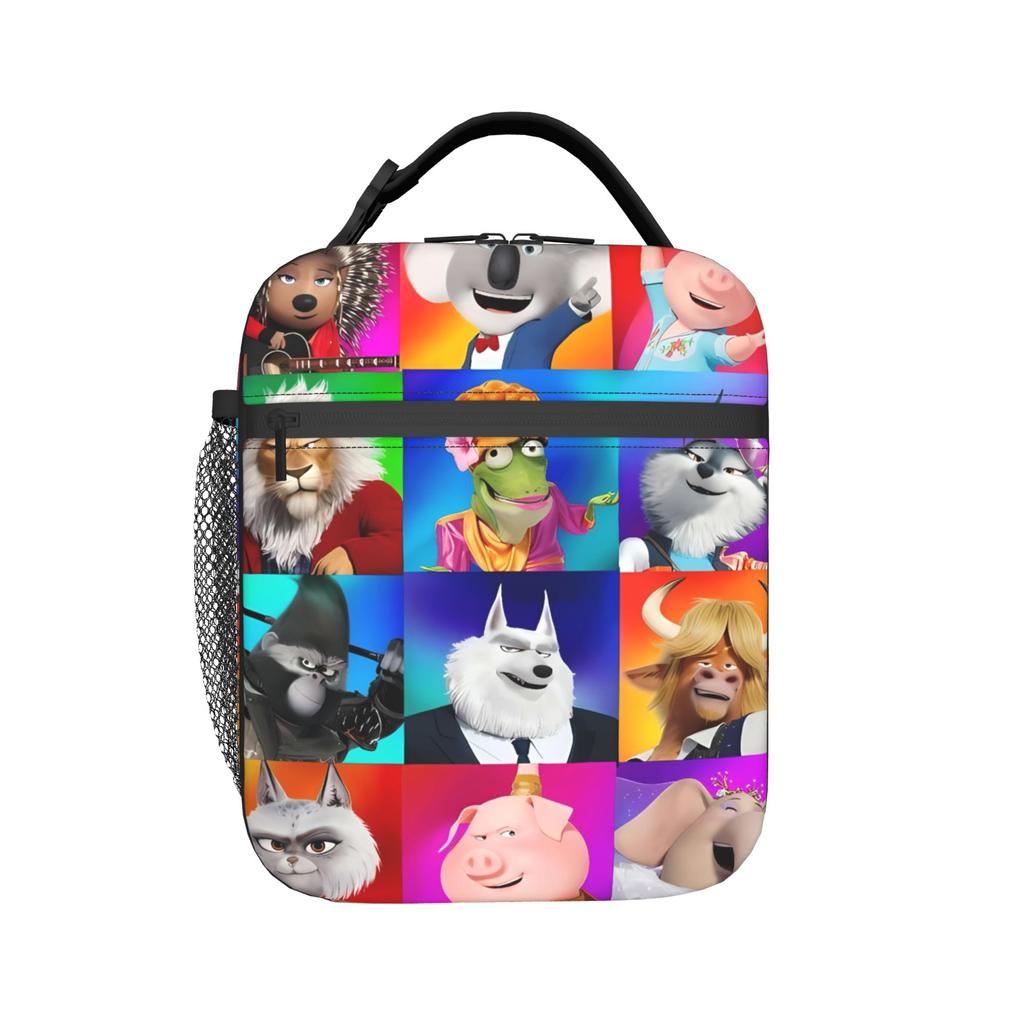 Sing Movie Characters Lunch Bag Funny Lunch Box Travel Portable Thermal Lunch Bags For Women Oxford Print Cooler Bag