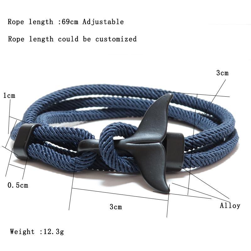 Unique Marine Style Bracelet For Men Multilayer Black Tail Turtle Braslet Grade A 4mm Rope Nautical Wrap Braclet Surfing Jewelry
