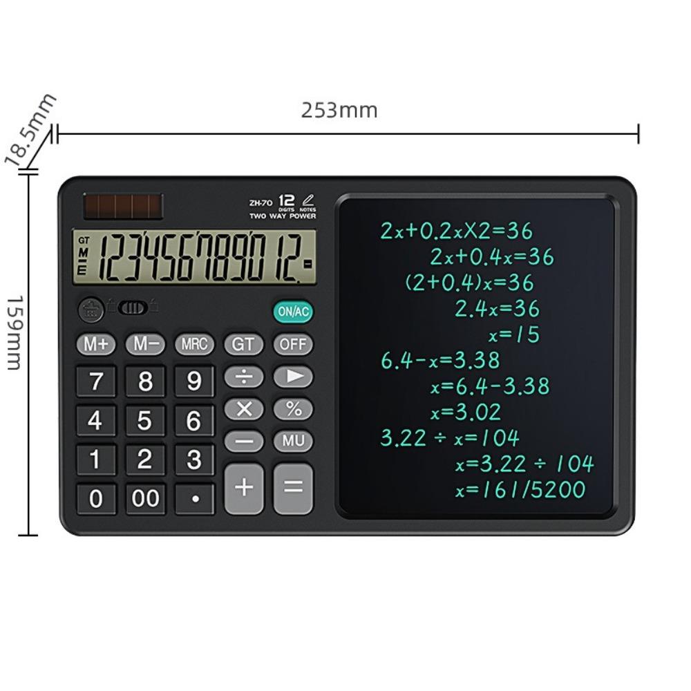 12 Digits 2in1 Calculator With Writing Pad Solar Power Math Calculator Dual Stylus Pen Calculator Lcd Tablet