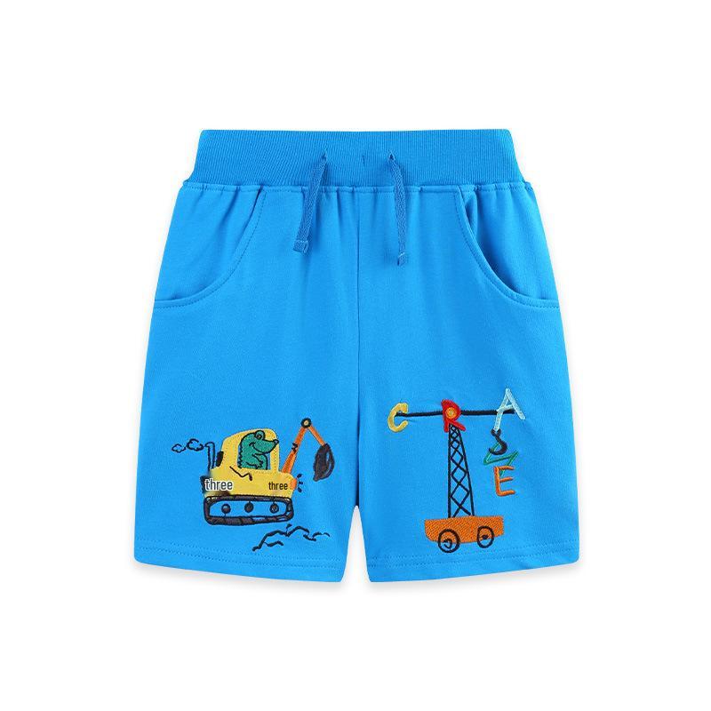European Style Cartoon Embroidered Boys Knit Cotton Capris Shorts 5Y