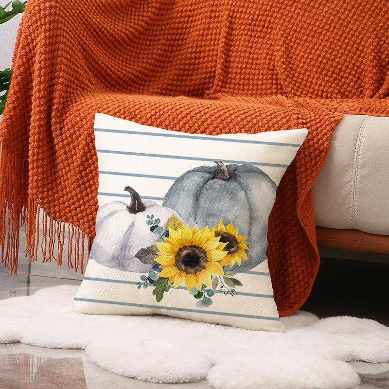 

Новая осенняя подушка-тыква, льняная, с принтом, декоративная наволочка на День Благодарения, наволочка для подушки на диван в гостиную 45 * 45Cm (single pillowcase)