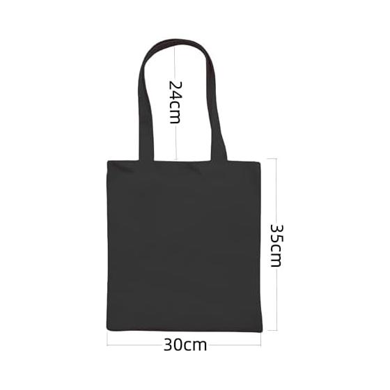 [YADAYAMETE] Plain Tote Bag L Size 12oz Thick Canvas A4 Compatible Commuting to School Carry Bag 30X35CM (Black, L)