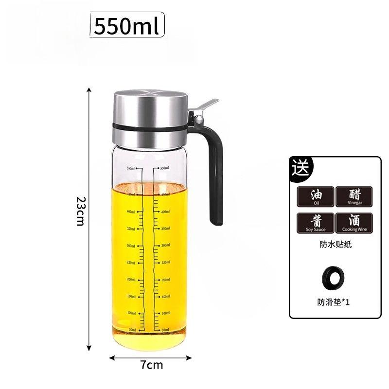 304 stainless steel high borosilicate glass oil pot leak-proof oil bottle kitchen soy sauce vinegar pot seasoning bottle without oil scale