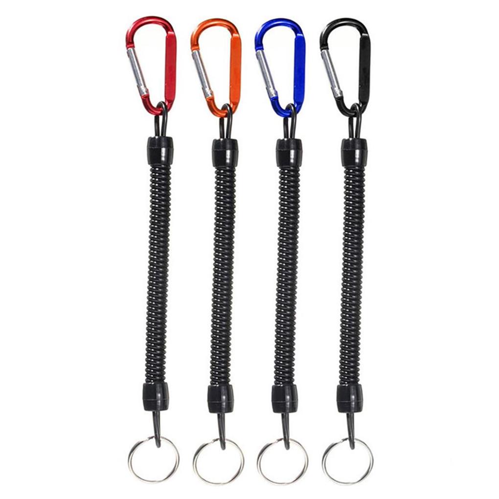 4 Pieces Fishing Lanyards Spring Ropes Anti-Lost Spiral Key Ring Climbing