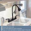 RV Kitchen Faucet,Camper RV Kitchen Sink Faucet Replacement With 2 Handles Flexible Spout 360 Swivel Rotatable Tri-Function Sprayer For