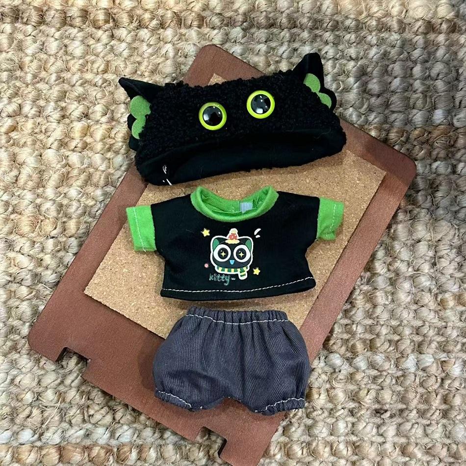 

17cm Labubu Doll Plush Dress Up Set Luo Xiaohei Parent Child Cute Mini Version Garment Suit Accessories No dolls