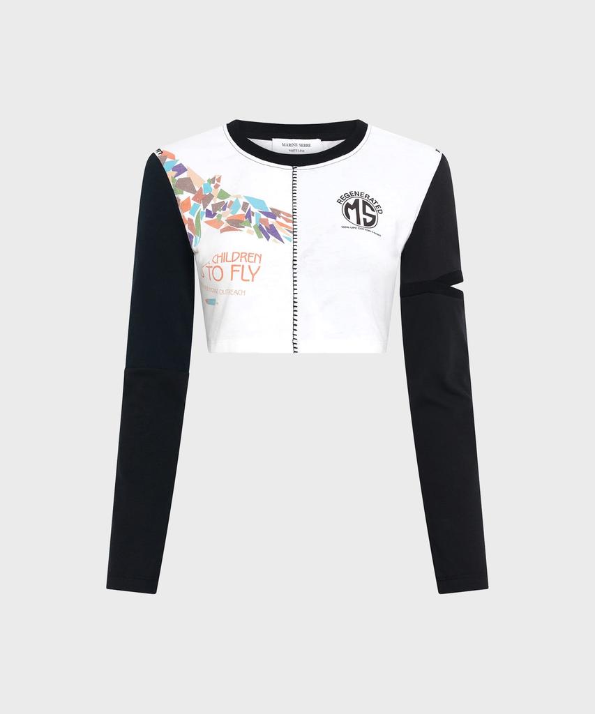 MARINE SERRE (W) Regenerated Graphic Crop T-Shirt White