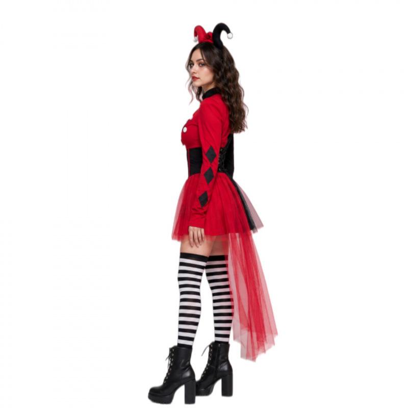 Halloween adult female circus clown cos costume, cosplay costume clown female stage performance costume