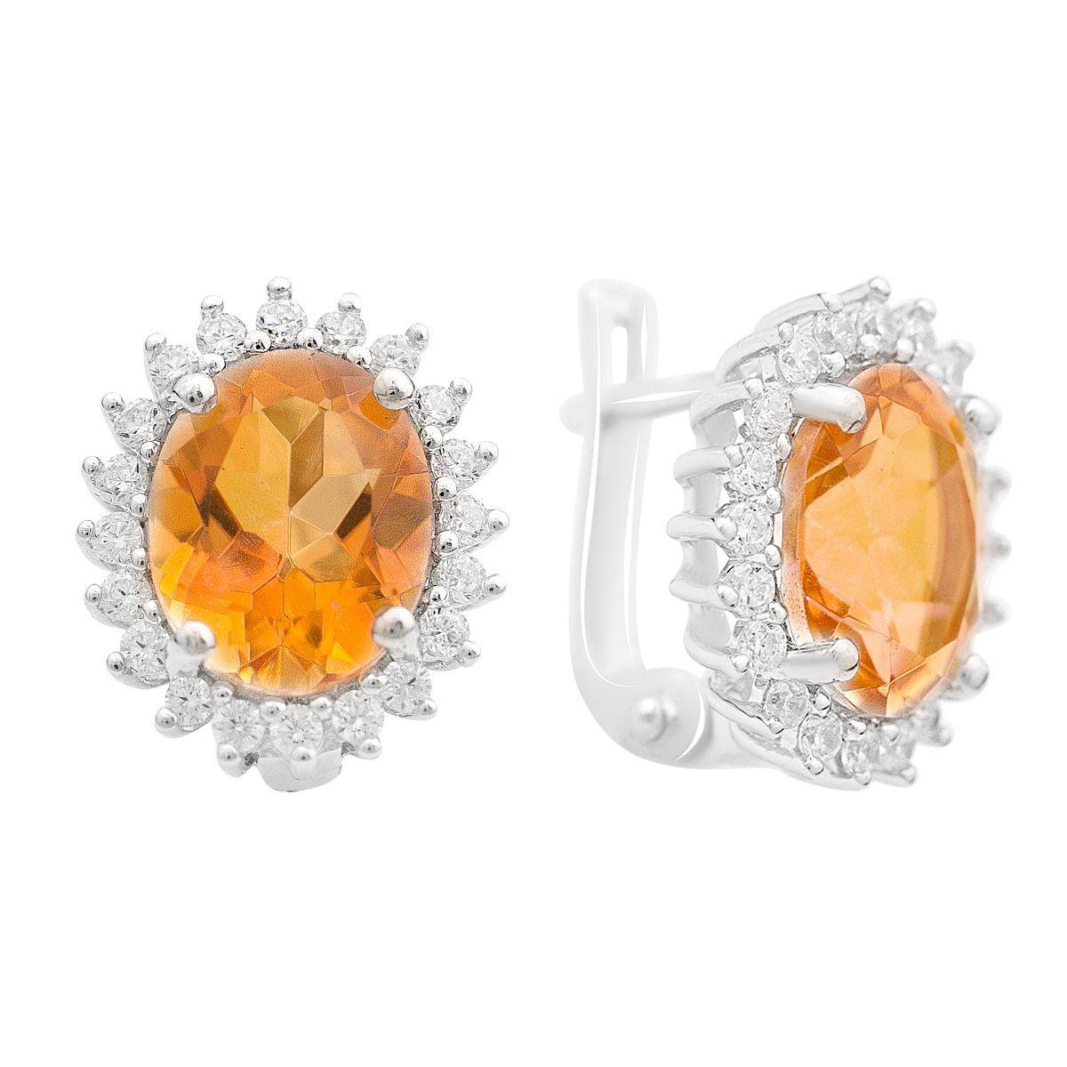 

Срібні сережки з аметистом і фіанітами. (2163343) бурштин