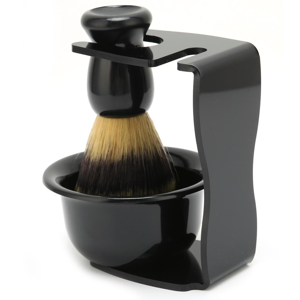3pcs Shaving Brush Set Beard Shaving Brush Bowl Safety Shaving Stand Kit for Men