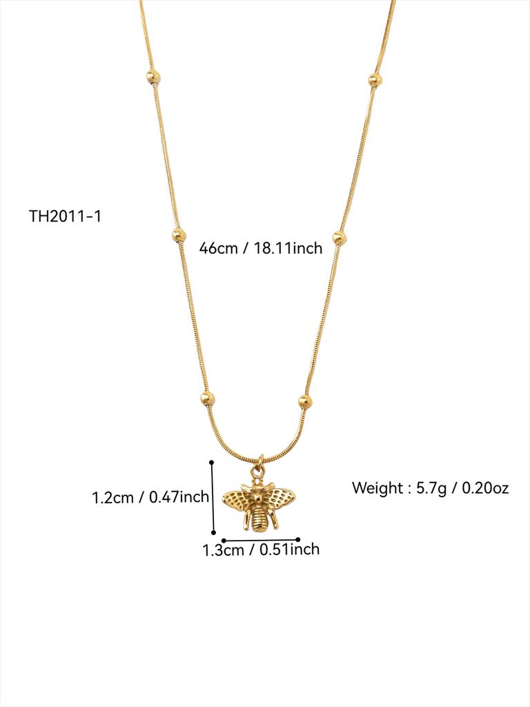 1 Piece Simple Temperament Niche Light Luxury Stainless Steel 18k Gold Plated Street Trend Bee Pendant Necklace