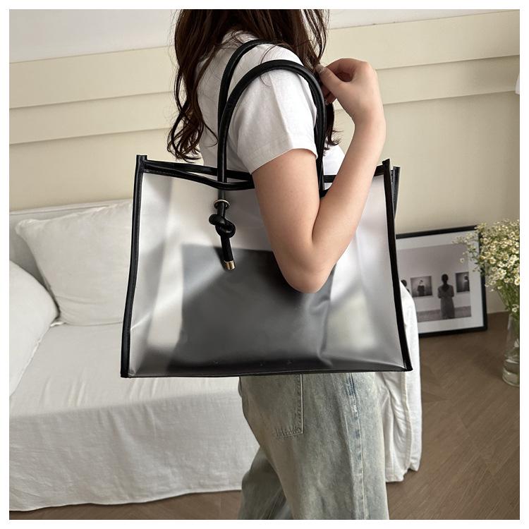 2024 Summer Women's PVC Large Tote - Transparent, Waterproof, Versatile Jelly Bag with Single Shoulder Strap and Large Capacity