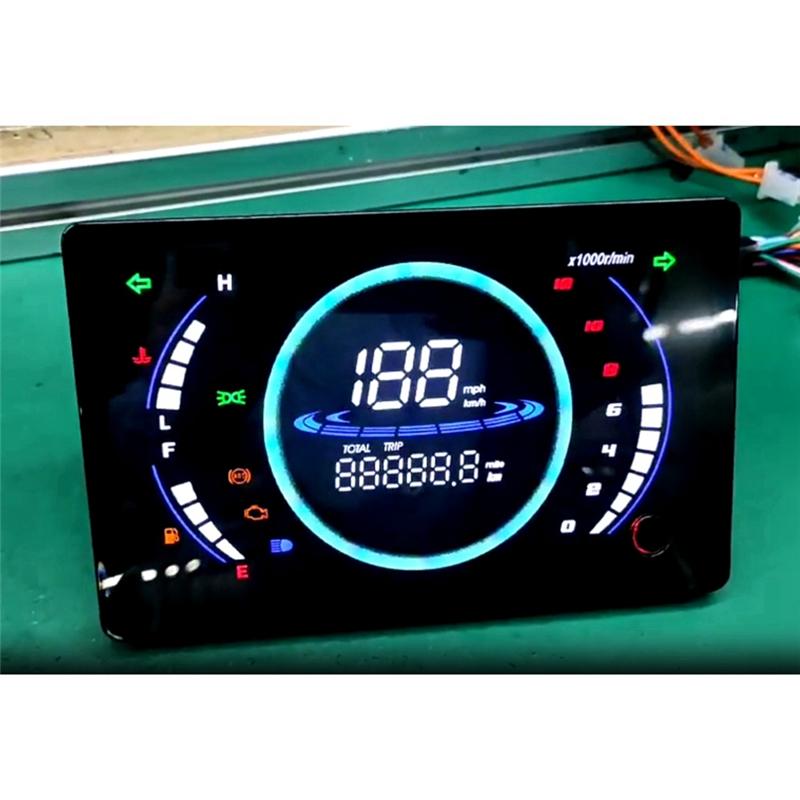A03Z-12V Universal Adjustable LED Digital Motorcycle Speedometer RPM Dashboard With Temperature Gear 199Km/H