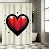 Splattered Heart Shower Curtain - Waterproof, Mildew-Resistant, Machine Washable for Modern Bathroom Decor