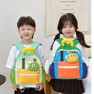 Mochila escolar leve para jardim de infância, estilo coreano, combinação de cores, cartão, mochila infantil para viagens, para meninos e meninas fofos