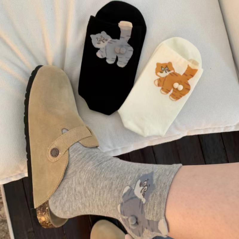1 Pairs Women Socks Cartoon Cat Cute Funny Personality Soft Comfortable Chrismas Gift High Quality Cotton Socks For Women