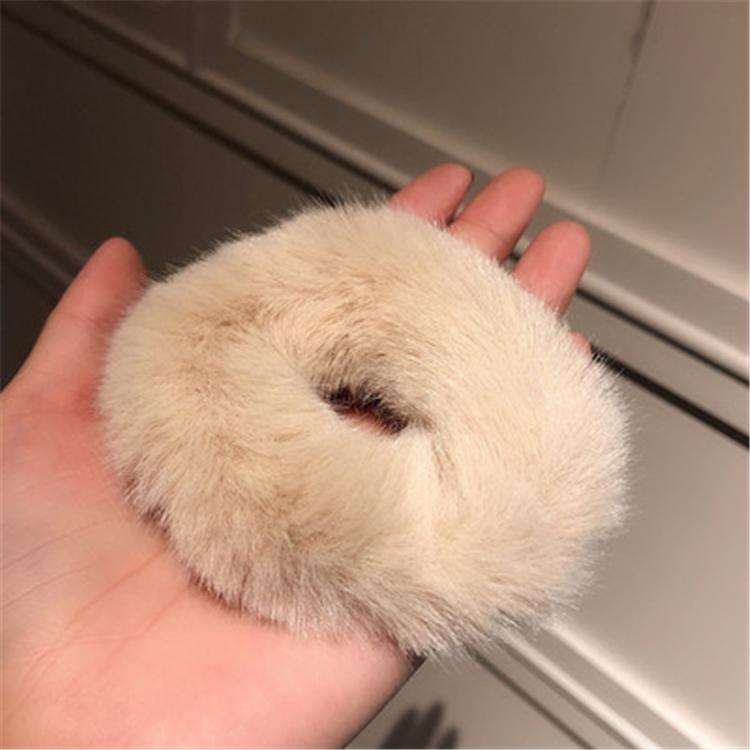 Women Hair Accessories Fluffy Scrunchie Elastic Ponytail Colorful Pom Pom Hair Ties Faux Fur Hair Scrunchies