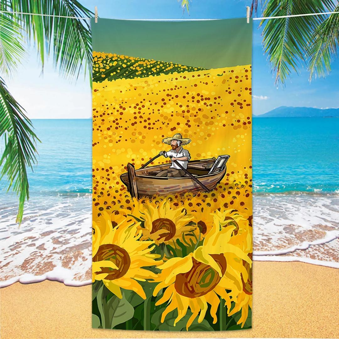 

Famous Van Gogh Beach Towel, Art Print Quick Dry Anti Sand Soft Lightweight Microfiber for Travel Gym Swim Yoga W30*H60(CM)