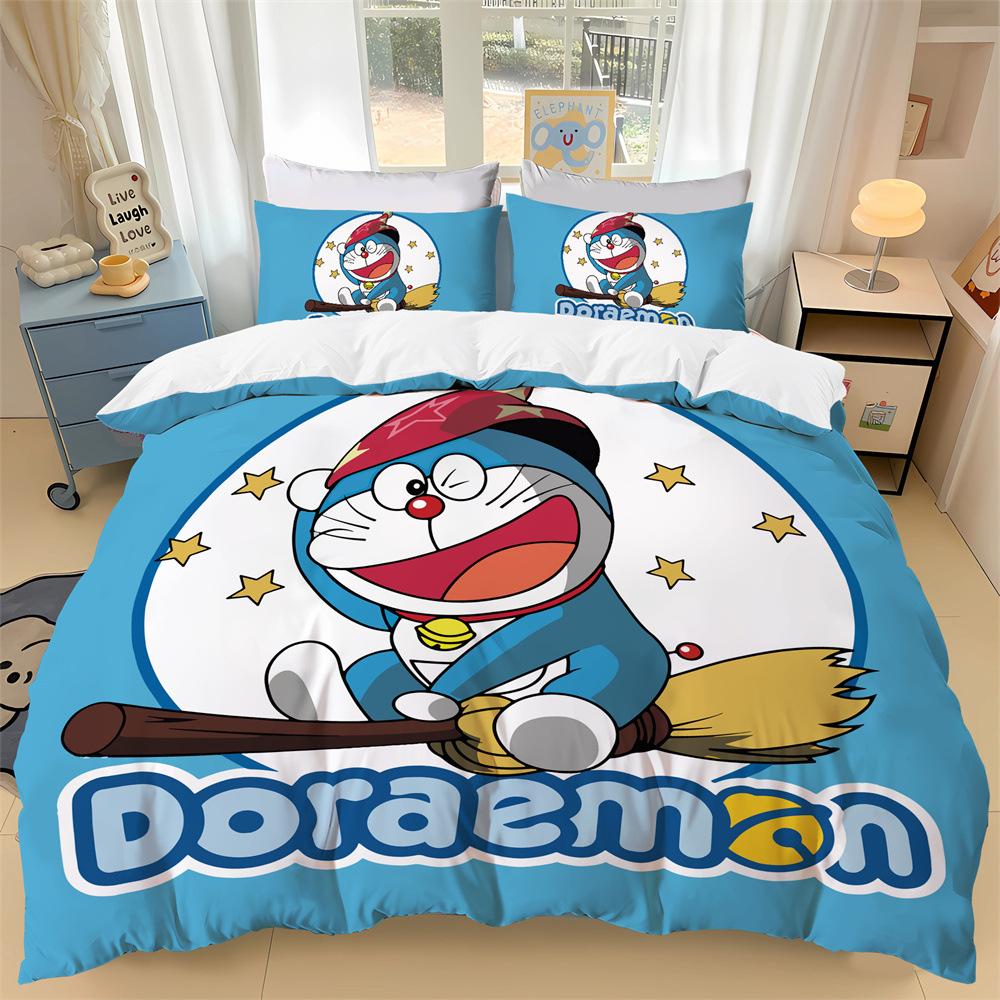 Japanese Anime Dora-emon Quilt Duvet Pillowcase 3D Printed D-Doraemon Bedding Set Duvet Cover for Children and Girls Boys Teen