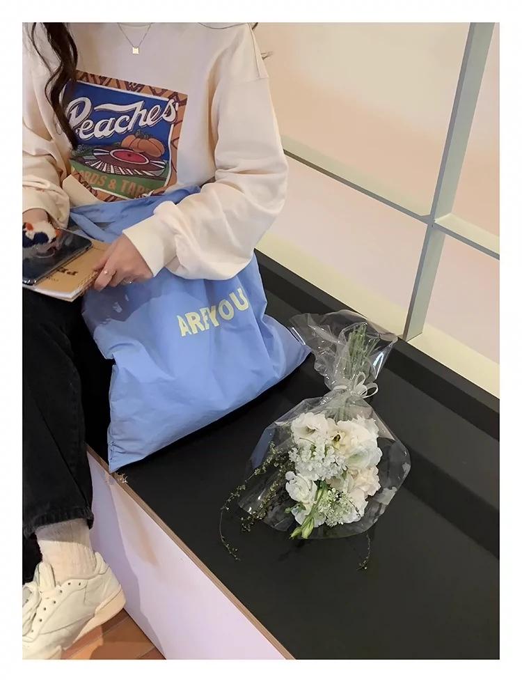 2024 Women's Large Capacity Letter Print Shoulder Bag - Trendy, Versatile, and Fresh Cloth Shopping Bag