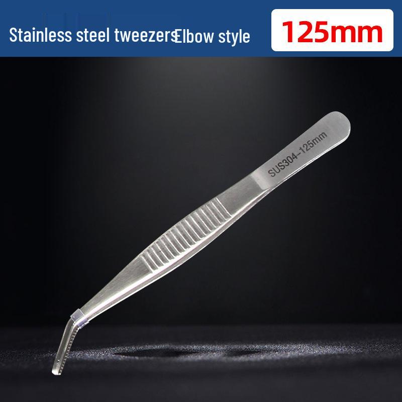 Extra Long 304 Stainless Steel Bent Tip Tweezers - Anti-Static Gardening & Planting Tool