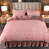 Light luxury high-end thickened milk fleece four-piece set, winter warm quilt cover, double-sided coral fleece anti-static three-piece set
