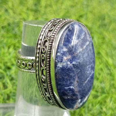 Sodalite Gemstone 925 Sterling Silver Plated Antique Vintage Ring US SZ 5 Jewelry AVRF83