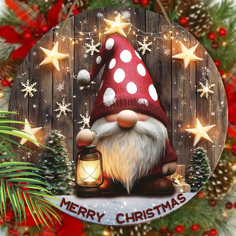 Imádnivaló Gnóm Karácsonyi Fa Tábla, Kellemes Karácsonyt Törpe Kerek Tábla Bejárati Ajtóra Fali Akasztó Dekoráció, Ideális Karácsonyi Dísz